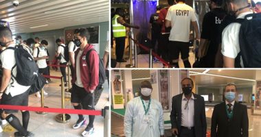 بعثة منتخب مصر تصل توجو بعد رحلة 6 ساعات استعدادا لمواجهة الثلاثاء.. السفير حسام حسين فى استقبال الفراعنة.. وصلة ضحك بين حسام البدرى وطارق حامد فى الطائرة.. والمنتخب يكتفى بالتدريب الرئيسى غدا.. صور