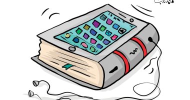 التعليم عن بعد والكتب الالكترونية فى زمن كورونا بكاريكاتير كويتى