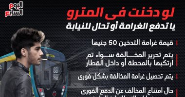 لو دخنت فى المترو.. يا تدفع الغرامة أو تروح للنيابة.. انفوجراف