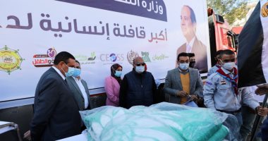 انطلاق قافلة المساعدات الإنسانية للأسر الأولى بالرعاية فى البحيرة.. فيديو وصور
