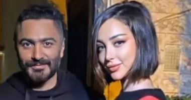 الظهور الأول لـ تامر حسنى و زوجته بسمة بوسيل بعد الصلح وروقان البال