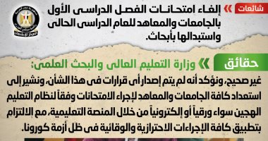 الحكومة تنفى إلغاء امتحانات الفصل الدراسى الأول بالجامعات والمعاهد