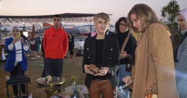 يسرا من متحف القوات الجوية: سعدت جدا بالصناعة المصرية.. صور