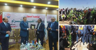 وزير القوى العاملة فى جولة مكوكية بأسوان.. "سعفان" يشارك فى زراعة 1100 شجرة مثمرة ويوقع بروتوكول تعاون لتدريب طلاب الجامعة.. ويلتقى صيادى بحيرة ناصر وعمال كيما.. ويحضر احتفالية اليوم العالمى لذوى الإعاقة.. صور