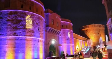 قلعة صلاح الدين تضىء بشعار صندوق تحيا مصر "نتشارك من أجل الإنسانية".. صور