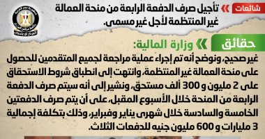 الحكومة تنفى تأجيل صرف الدفعة الرابعة من منحة العمالة غير المنتظمة