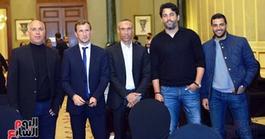 حضور محمد فضل ولاعبى بيراميدز مؤتمر الإعلان عن الشعار الجديد للنادى