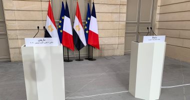 استعدادات مؤتمر الرئيسين السيسى وماكرون من داخل قصر الإليزيه.. صور