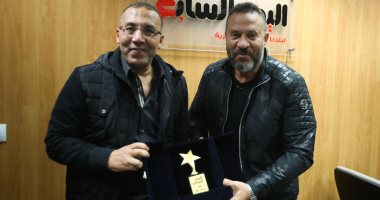 ماجد المصرى يحتفل بنجاح "الوجه الآخر" فى تليفزيون اليوم السابع.. صور