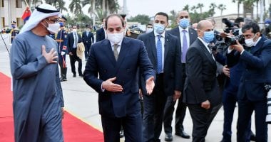 الرئيس السيسى يودع الشيخ محمد بن زايد بعد مباحثاتهما بقصر الاتحادية.. صور