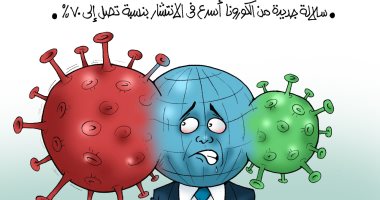 رعب العالم من سلالة كورونا الجديدة كاريكاتير جديد باليوم السابع