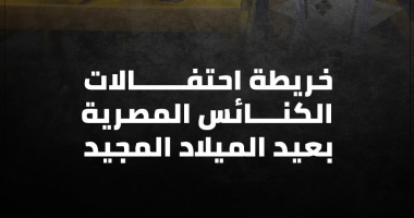 خريطة احتفالات الكنائس المصرية بعيد الميلاد المجيد.. إنفوجراف