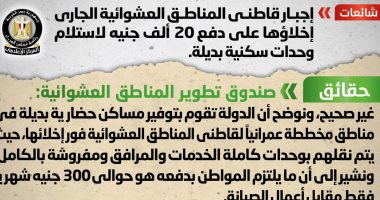 الحكومة: توفير مساكن حضارية بديلة لقاطنى العشوائيات فور إخلائها  
