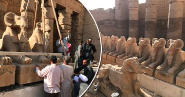50 صورة حصرية للعمل بمشروع إنقاذ 29 كبشا بالكرنك خلال سنة بأياد مصرية خالصة.. أمين الأعلى للآثار: أكبر مشروع ترميم تنفذه وزارة الآثار منذ 5 عقود..ويؤكد: أبطال الترميم والعمال المصريون نجحوا فى تحقيق ملحمة جديدة