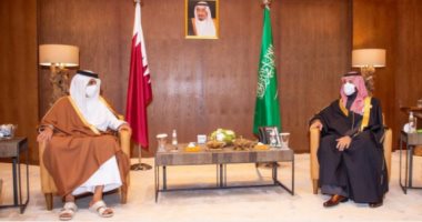 ولى العهد السعودى يبحث مع أمير قطر العلاقات الثنائية.. صور