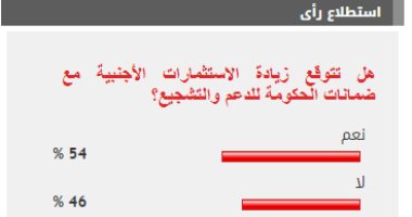 54% من القراء يتوقعون زيادة الاستثمارات الأجنبية مع ضمانات الحكومة للدعم