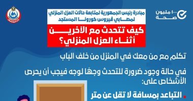 كيف تتحدث مع الآخرين أثناء العزل المنزلى ؟.. الصحة تجيب "إنفوجراف"