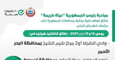 الصحة تعلن إطلاق قافلتين طبيتين بمحافظتى البحر الأحمر وأسيوط ضمن "حياة كريمة"  