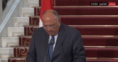 سامح شكرى: نتطلع للعمل مع الشركاء لتجاوز مرحلة الجمود فى عملية السلام