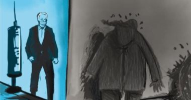 كاريكاتير اليوم.. فيروس كورونا يتربص بالإنسان لإصابته في وجود اللقاحات