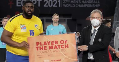 عملاق الكونغو مفيومبى رجل مباراة منتخب بلاده مع البحرين فى مونديال اليد