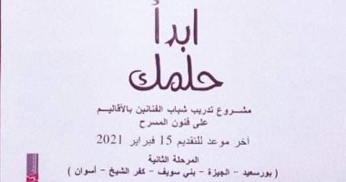 قصور الثقافة تطرح استمارات المرحلة الثانية من "ابدأ حلمك".. اعرف التفاصيل