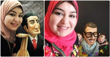 كيك بطعم الزمن الجميل.. هند صنعت تمثالا لفؤاد المهندس وفريد الأطرش بالحلوى