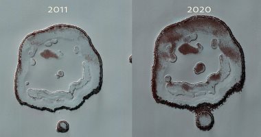 فوهة بكوكب المريخ على شكل وجه مبتسم تنمو بشكل ملحوظ.. اعرف السر