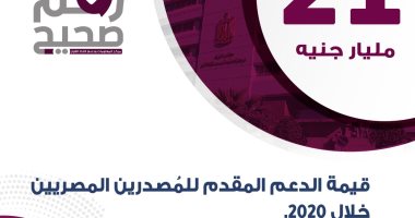 الحكومة: 21 مليار جنيه حجم الدعم المقدم للمصدرين المصريين فى 2020