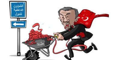 أردوغان يتدخل فى شئون الدول الأخرى فى كاريكاتير سعودى
