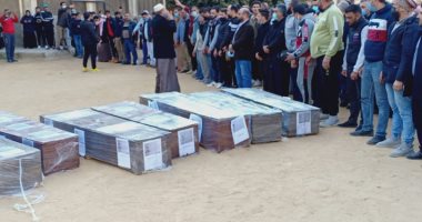 تشييع جنازة 7 من أسرة سورية لقوا مصرعهم فى حادث تصادم ببنى سويف.. فيديو وصور