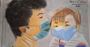 "نور الدين" يحفز الناس على ارتداء الكمامة بالرسم للتحذير من خطورة كورونا 