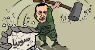 أردوغان ينشر الدمار فى سوريا فى كاريكاتير سعودى