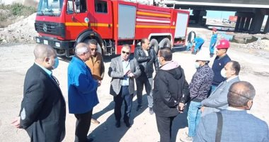 السيطرة على حريق أسفل كوبرى مرغم بالطريق الصحراوى بالإسكندرية.. صور