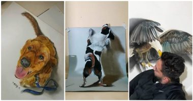 اللوحات هتنطق.. مصطفى علم نفسه الرسم ثلاثى الأبعاد والنتيجة مدهشة