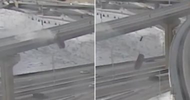 نجاة سائق سقط بسيارته من جسر بارتفاع 70 قدما فى ولاية ويسكونسن.. فيديو