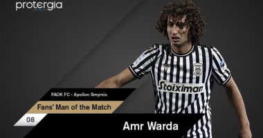 عمرو وردة أفضل لاعب في مباراة باوك ضد أبولون بالدوري اليوناني