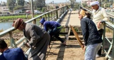  بدء أعمال صيانة كوبرى مشاة الهندسة القديم بالمنيا 