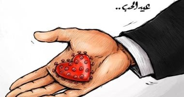 فيروس كورونا يطغى على احتفالات عيد الحب هذا العام فى كاريكاتير إماراتى