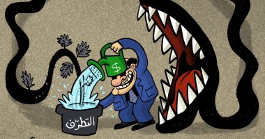 الإرهاب ينهش الدول الممولة له بعد نموه فى كاريكاتير إماراتى