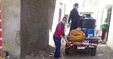 أهالى كفر الصلاحات بالدقهلية يطهرون الشوارع للحد من انتشار كورونا.. صور