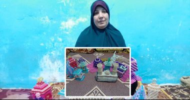 أيادى تتلف فى حرير.. أمانى ربة منزل تصنع فوانيس رمضان من الخرز.. فيديو 