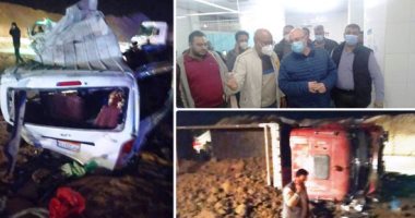 الرحلة الأخيرة داخل ميكروباص الصعيد.. مصرع 20 شخصا فى حادث تصادم سيارة نقل بميكروباص بالصحراوى الشرقى.. والنيابة العامة تنتقل لمكان الحادث وتتحفظ على سائق السيارة النقل والسيارات المنكوبة فى الحادث.. فيديو وصور
