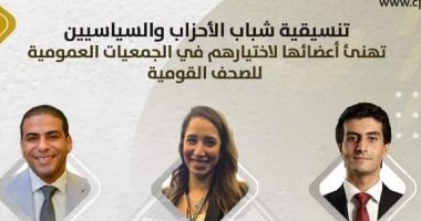 تنسيقية شباب الأحزاب تهنئ أعضائها لاختيارهم بالجمعيات العمومية للصحف القومية
