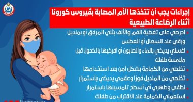 الصحة توجة رسالة للأمهات المرضعات المصابات بكورونا لحماية أطفالهن.. إنفوجراف