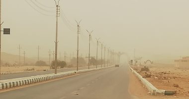 عواصف ترابية تضرب الوادى الجديد وتحجب الرؤية على الطرق السريعة.. فيديو وصور