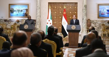 الرئيس السيسى يؤكد فى مؤتمر صحفى مع نظيره البوروندى ضرورة السعى للتوصل لاتفاق ملزم ينظم عملية ملء سد النهضة بعيدا عن أى منهج أحادى: مصر ستقدم كل ما يمكنها من المساندة لجمهورية بوروندى لإنجاز أهداف التنمية