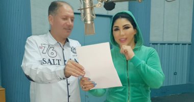 غادة إبراهيم تسجل حلقات المسلسل الإذاعى "عروسة النيل"