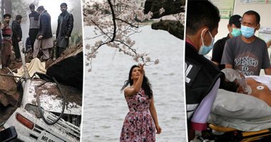 العالم هذا المساء.. ارتفاع عدد مصابى هجوم إندونيسيا الانتحارى إلى 20 شخصا.. واشنطن تتحول إلى لون الورد.. الربيع يجمل وجه العاصمة الأمريكية.. سائق ينجو من الموت بأعجوبة بعد سقوط صخرة ضخمة على سيارته فى باكستان
