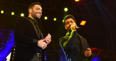 رامى جمال يتألق فى حفله بالتجمع الخامس ويحتفل بعيد ميلاد أحمد جمال ويقدم معه ديو